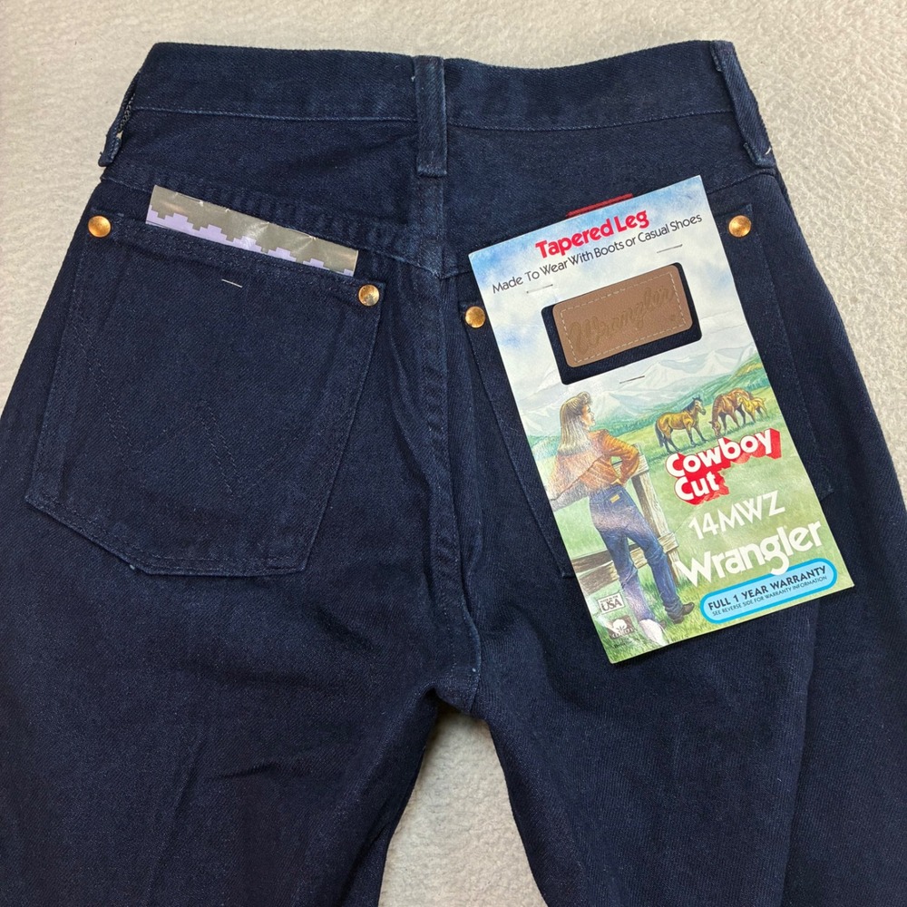 Vintage Wrangler Cowboy Cut 14MWZ Tapered Jean Women 1x34 Blue High Rise USA NWT